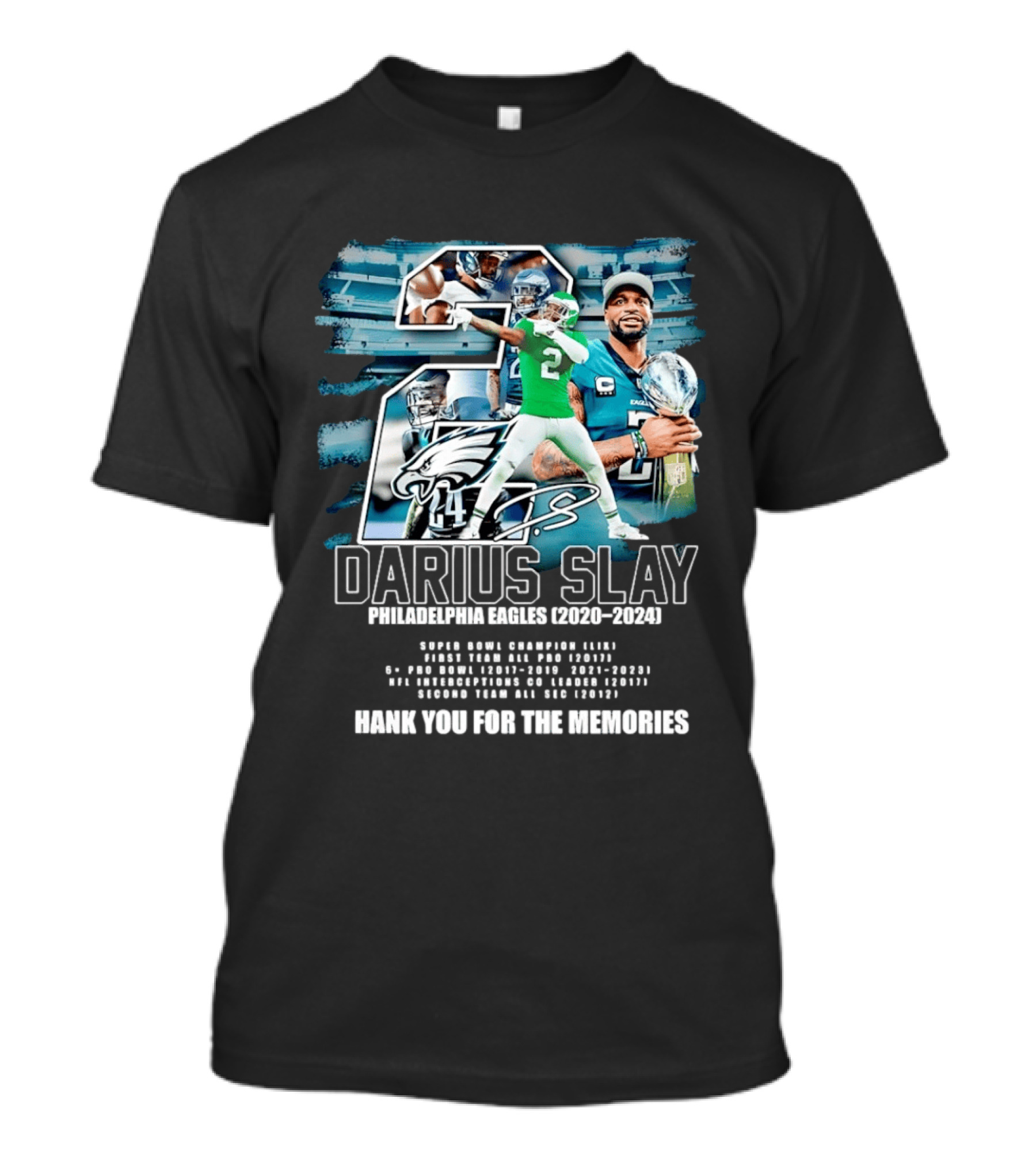 Darius Slay Philadelphia Eagles 2020 2024 Thank You For The Memories NFL Pro Bowl Interceptions T-Shirt