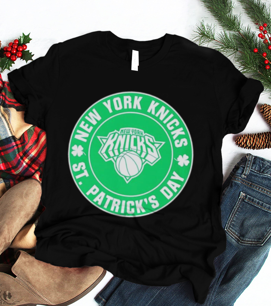 New York Knicks St Patrick's Day Shamrock Green Basketball Team Celebration T-Shirt