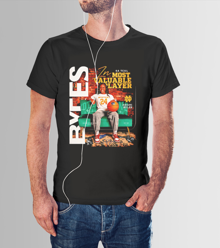 Amari Byles 6A Tcal Most Valuable Player Notre Dame Basketball 24 T-Shirt
