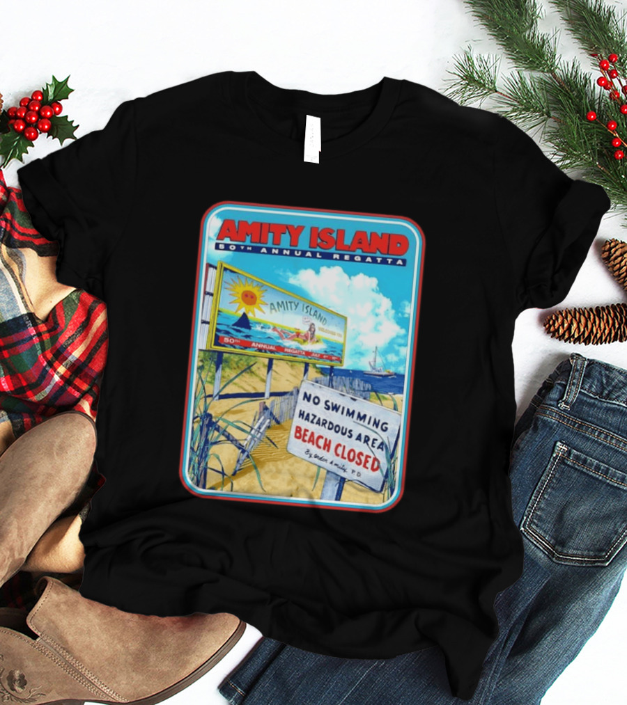 Amity Island 50th Annual Regatta No Swimming Beach Closed Jaws 1975 T-Shirt