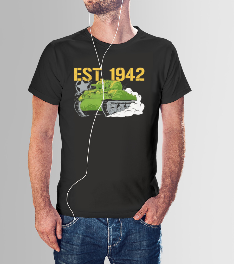 WW2 Sherman Tank EST 1942 World War II Historical Vehicle T-Shirt