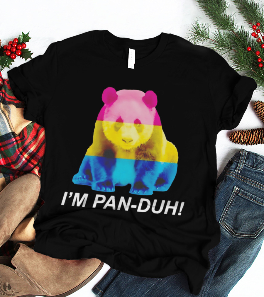 Panda I'm Pan Duh With Pan Flag Colors Panda T-Shirt
