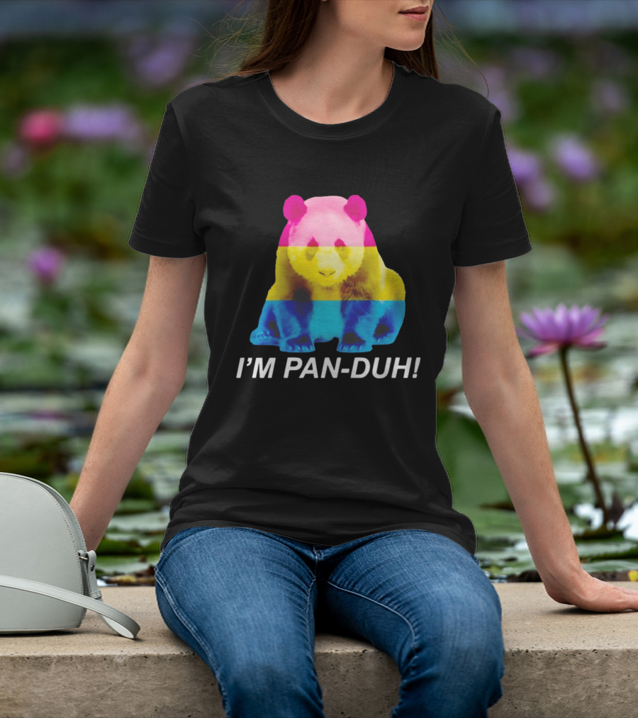 Panda I'm Pan Duh With Pan Flag Colors Panda T-Shirt