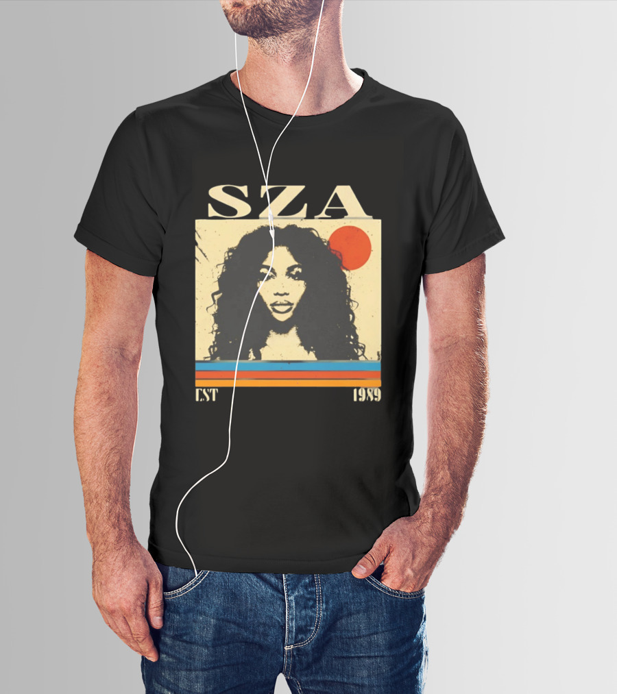 SZA EST 1989 Vintage Style Portrait With Retro Sun And Stripes T-Shirt