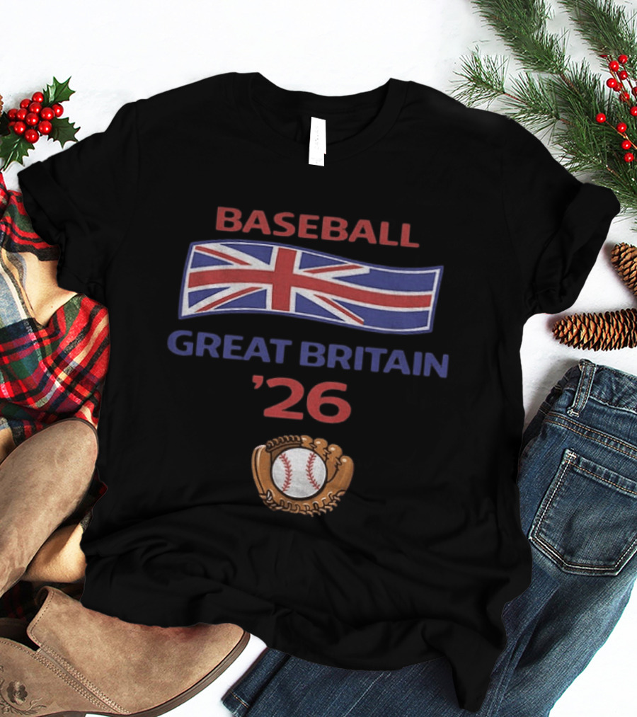 Great Britain Baseball 2026 UK Flag Baseball Glove And Ball T-Shirt