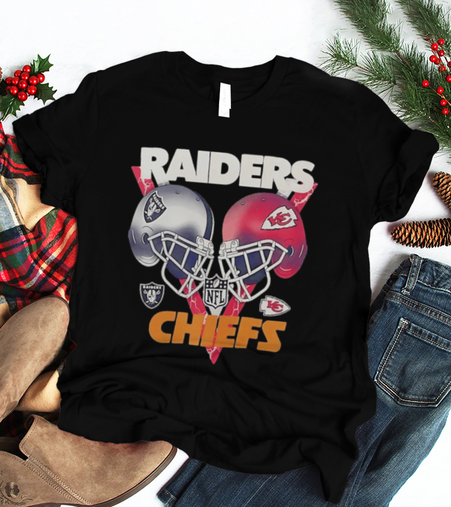 Raiders Vs Chiefs NFL Helmet Showdown T-Shirt
