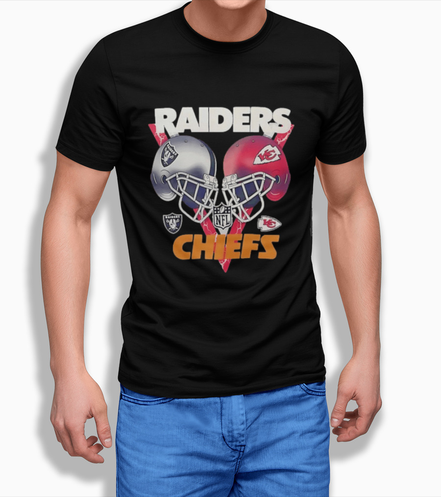 Raiders Vs Chiefs NFL Helmet Showdown T-Shirt