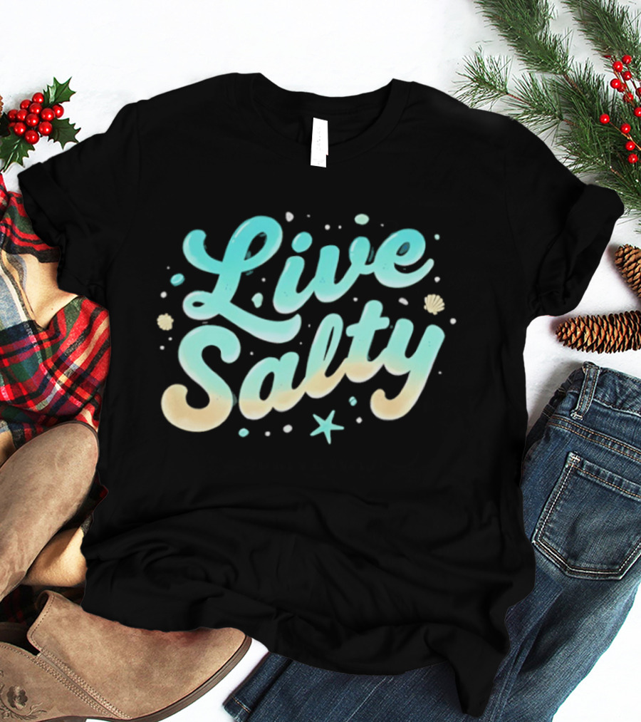 Live Salty Sea Lovers Ocean Vibes Starfish Shells T-Shirt