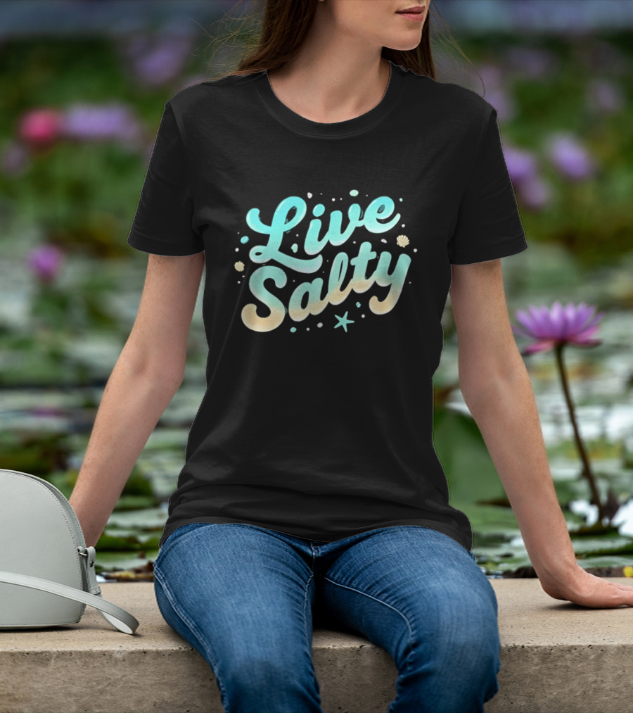 Live Salty Sea Lovers Ocean Vibes Starfish Shells T-Shirt