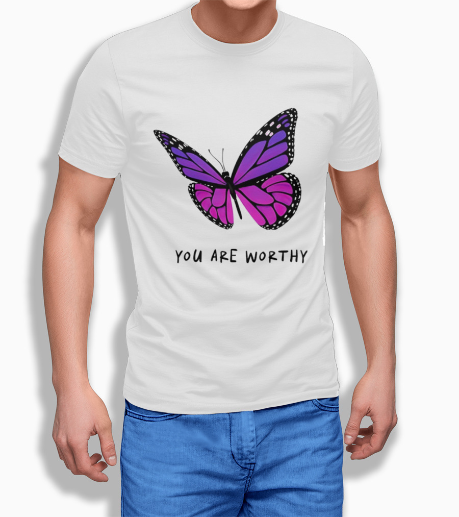 You Are Worthy Butterfly Purple Pink T-Shirt