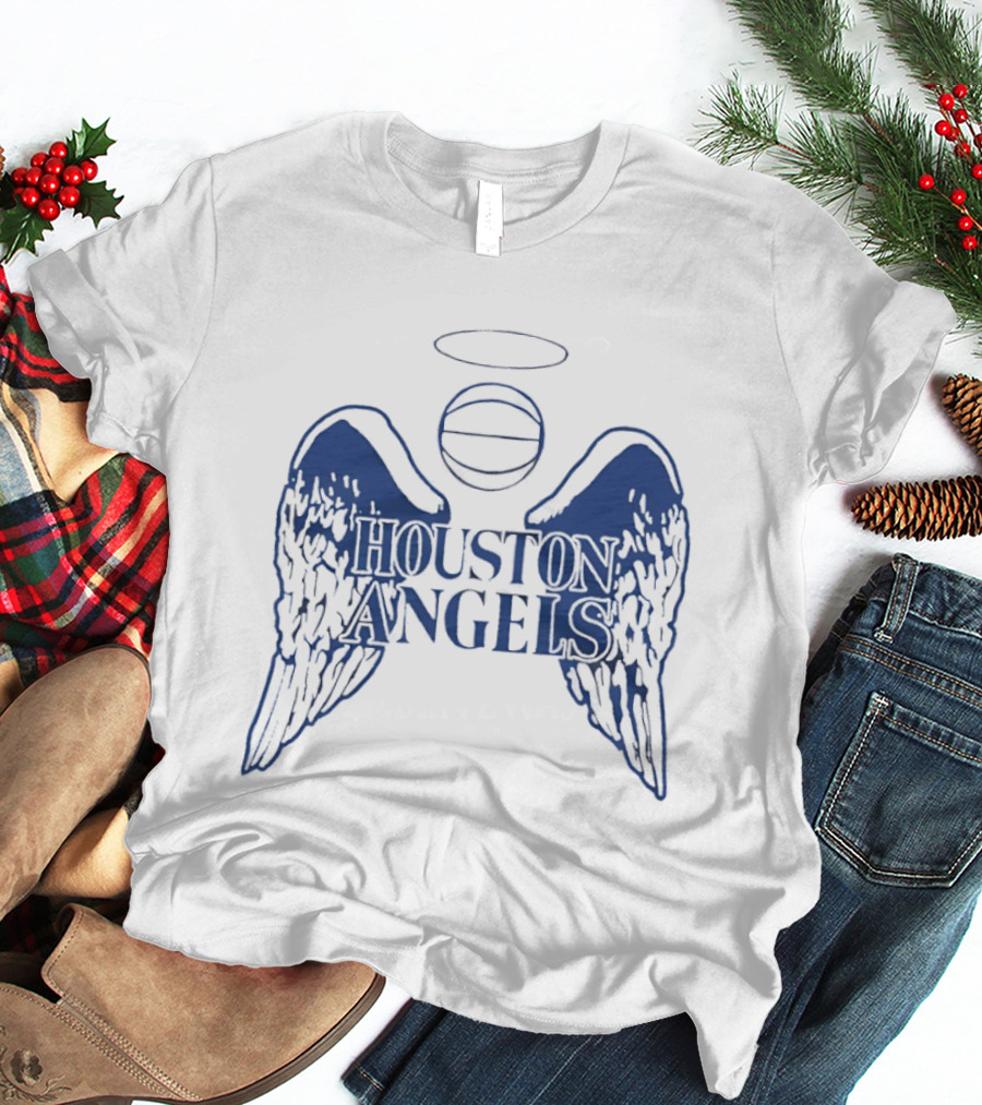 Houston Angels Women's Professional Basketball League Wings And Halo Basketball T-Shirt