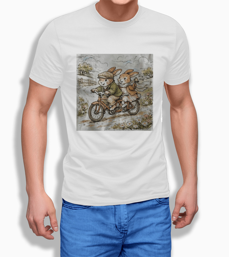 Vintage Rabbit Tandem Bike Adventure Ding Ding T-Shirt