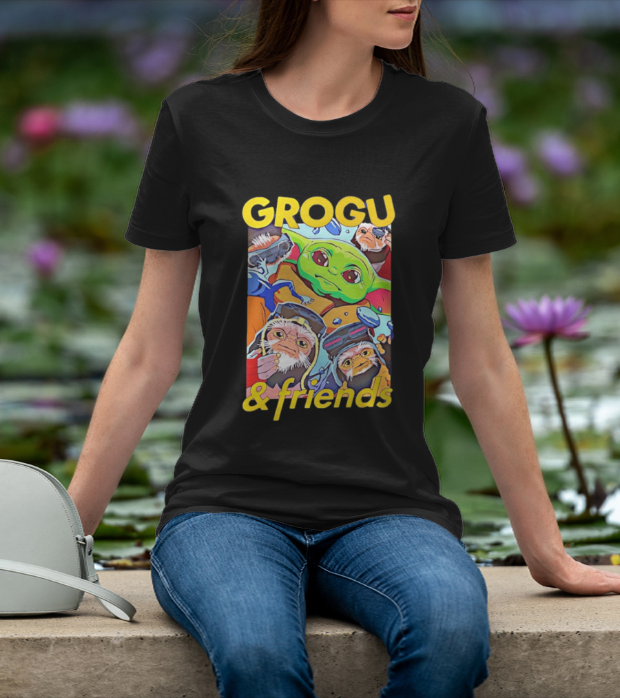Grogu And Friends Mandalorian Movie Characters T-Shirt