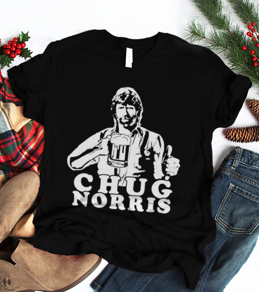 Chug Norris Drinking Beer Thumbs Up T-Shirt