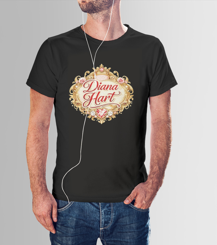 Diana Hart Royal Emblem With Ornate Crown And Heart T-Shirt