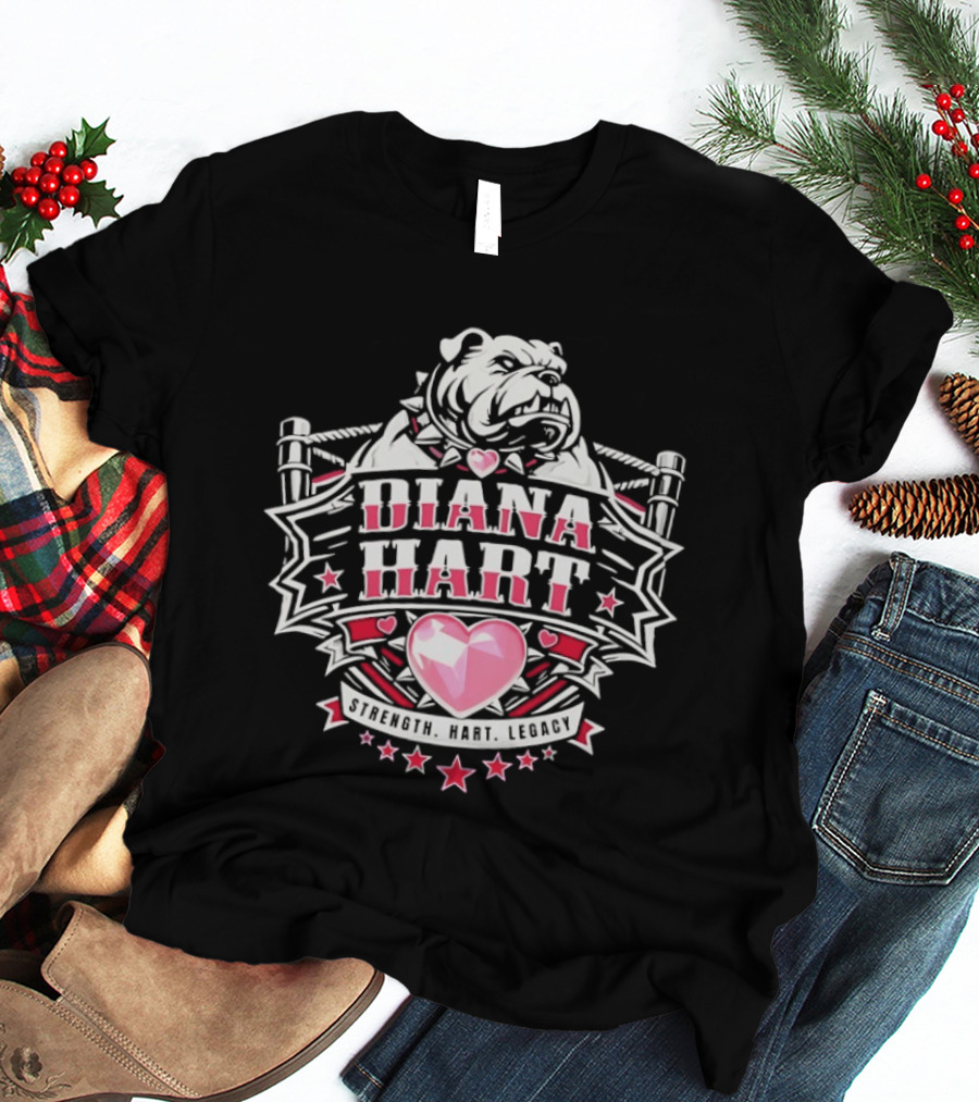 Diana Hart Bulldog Pink Heart Legacy Stars T-Shirt