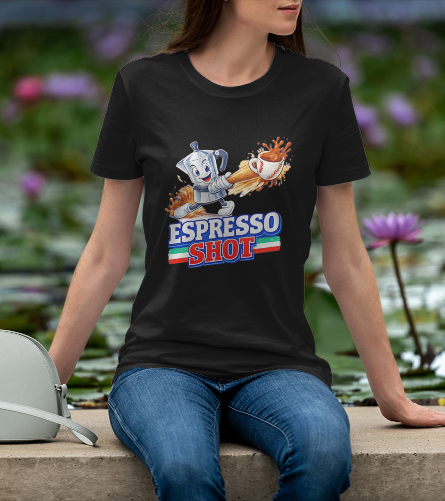 Espresso Shot Moka Pot Baseball Italy Flag T-Shirt