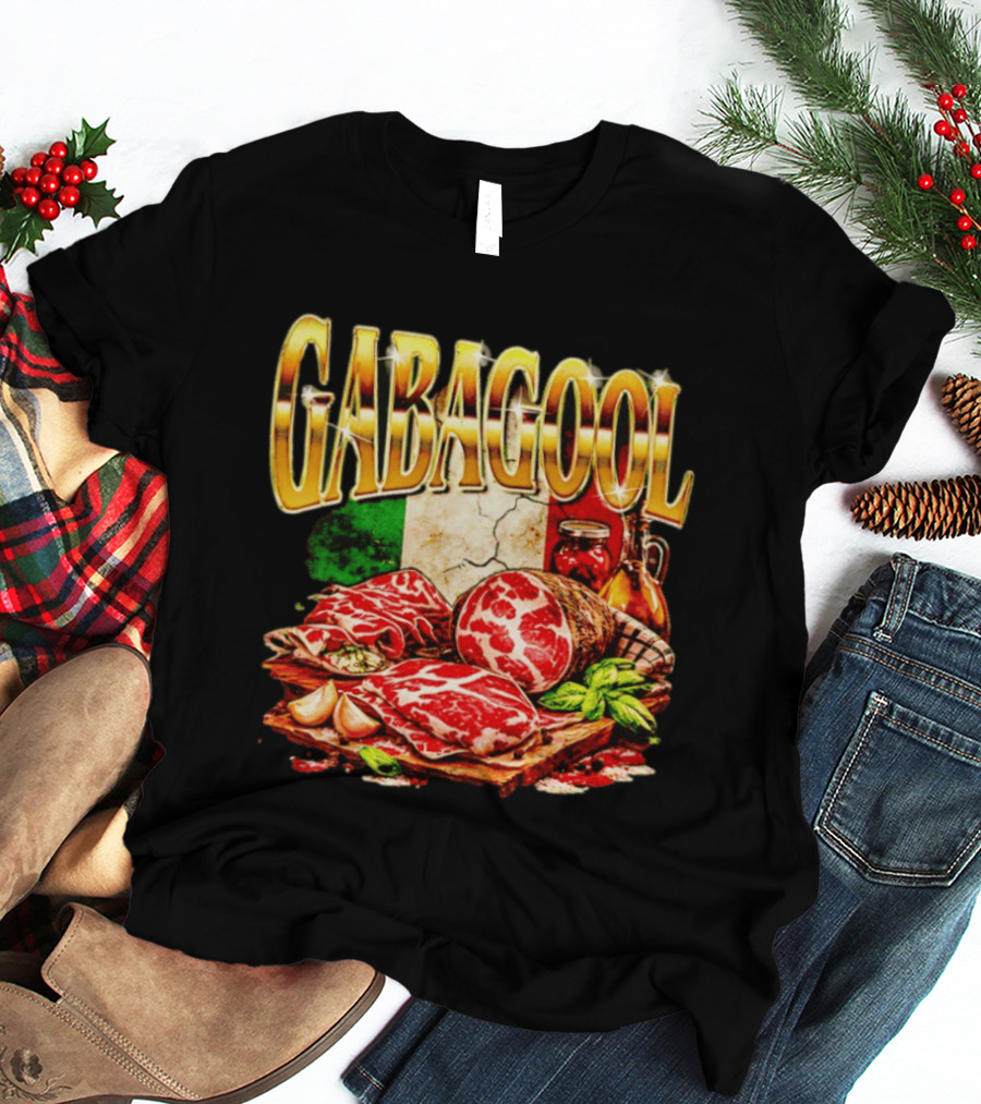 Gabagool Italian Cuisine With Italian Flag And Traditional Ingredients T-Shirt