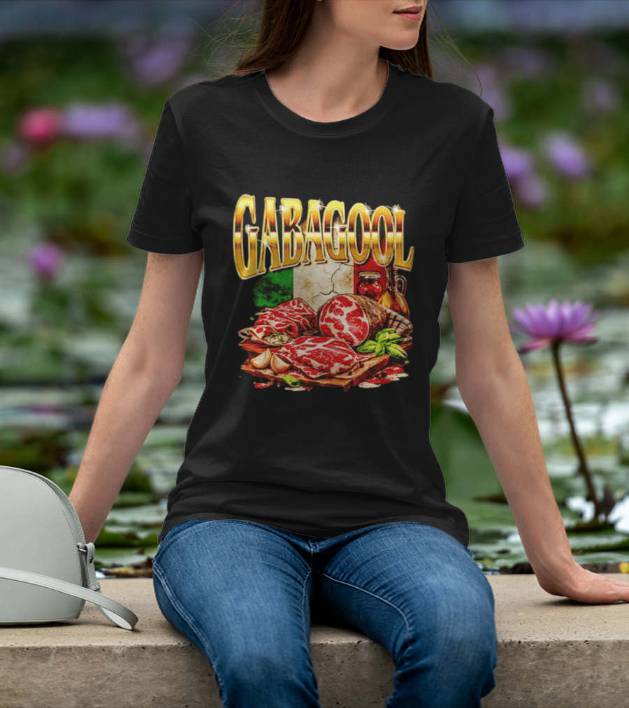 Gabagool Italian Cuisine With Italian Flag And Traditional Ingredients T-Shirt