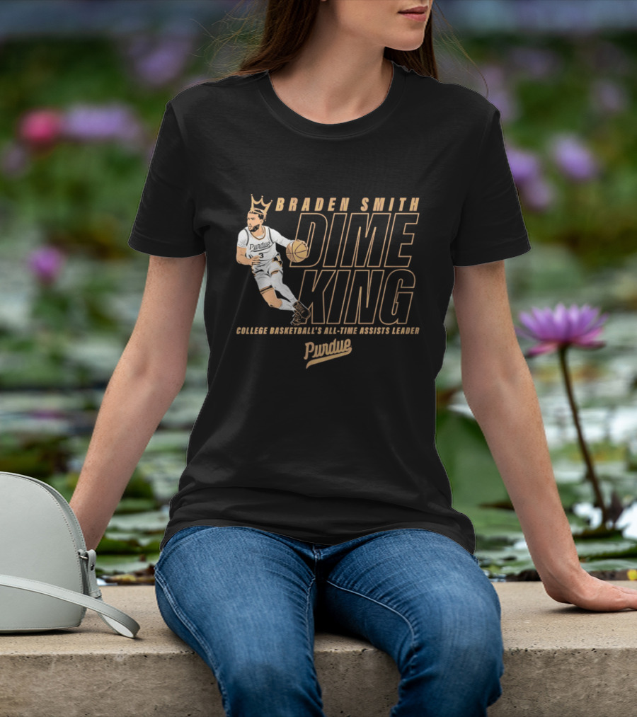 Braden Smith Dime King College Basketball's All Time Assists Leader Purdue T-Shirt