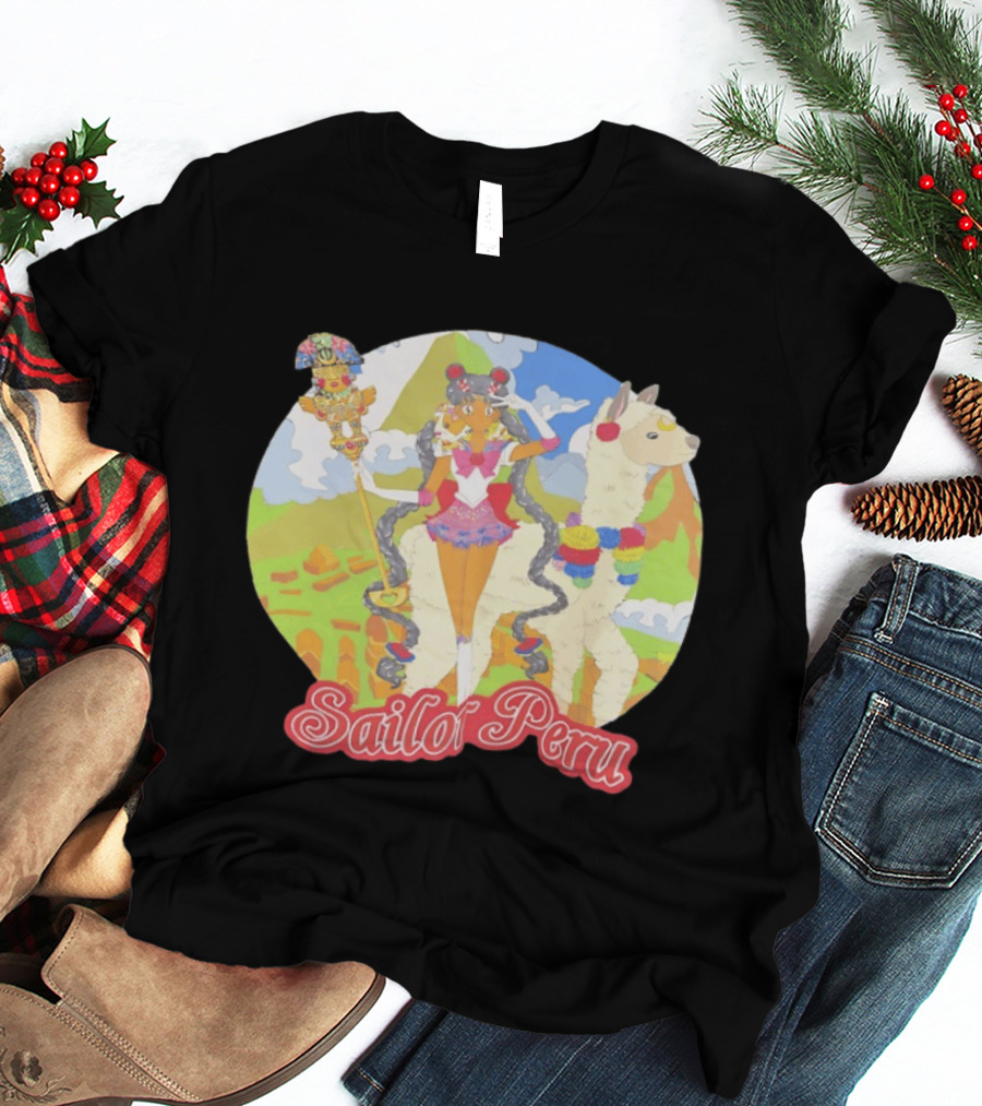 Sailor Moon Sailor Peru Anime Crossover With Llama And Traditional Peruvian T-Shirt
