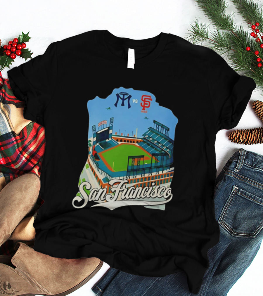 San Francisco Giants Stadium Matchup Baseball Artform T-Shirt