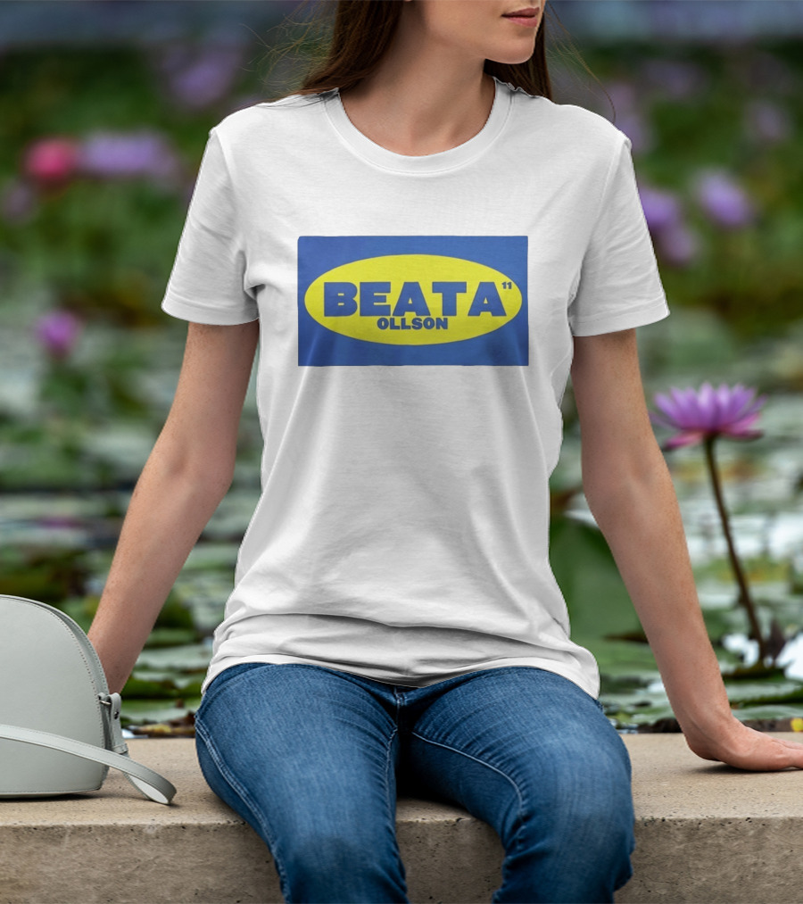 BEATA OLLSON 11 Blue Yellow Oval T-Shirt
