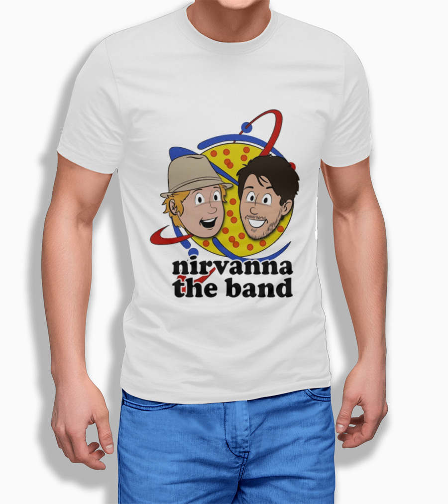 Nirvanna The Band Cartoon Characters With Animated Planetary T-Shirt