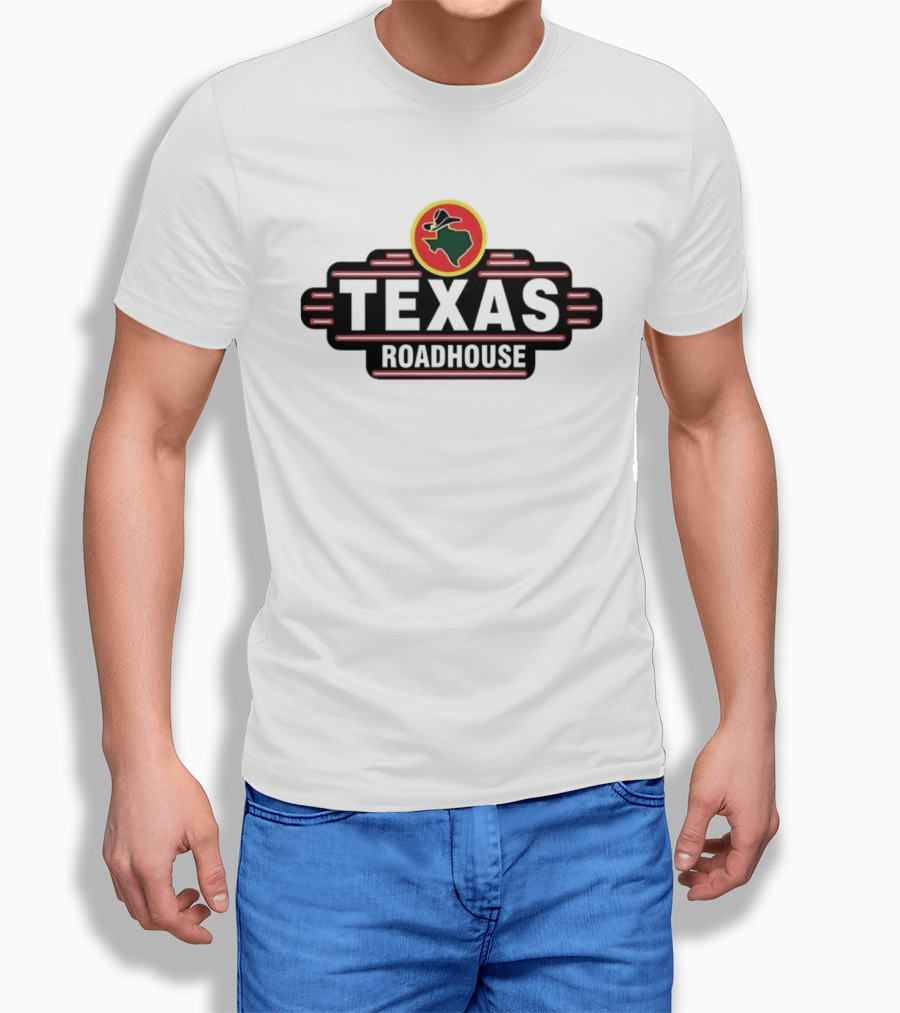 Texas Roadhouse Neon Western Logo Cowboy Hat State Shape T-Shirt