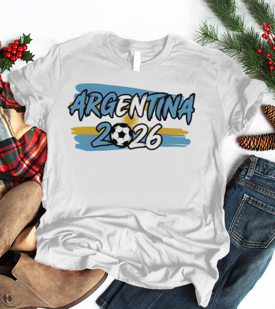 Argentina 2026 Soccer Flag With Football T-Shirt