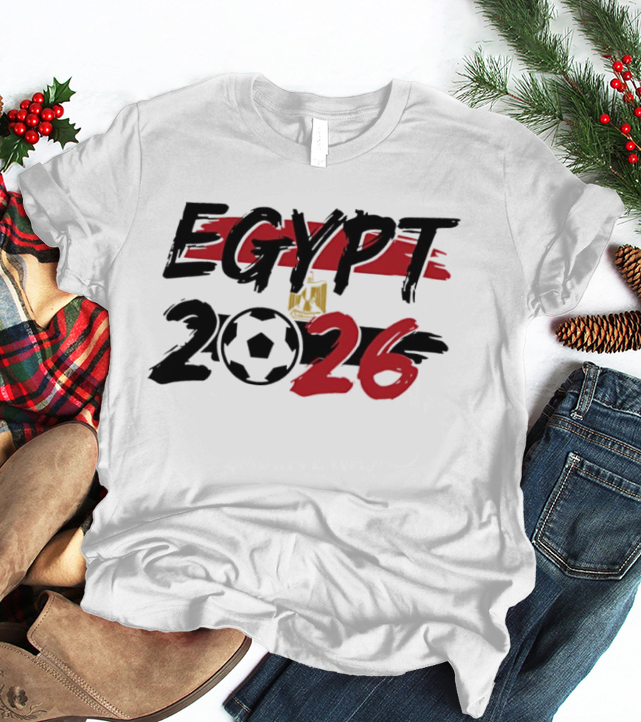Egypt 2026 World Cup Soccer Emblem And Flag T-Shirt