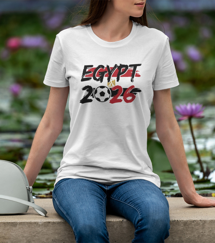 Egypt 2026 World Cup Soccer Emblem And Flag T-Shirt