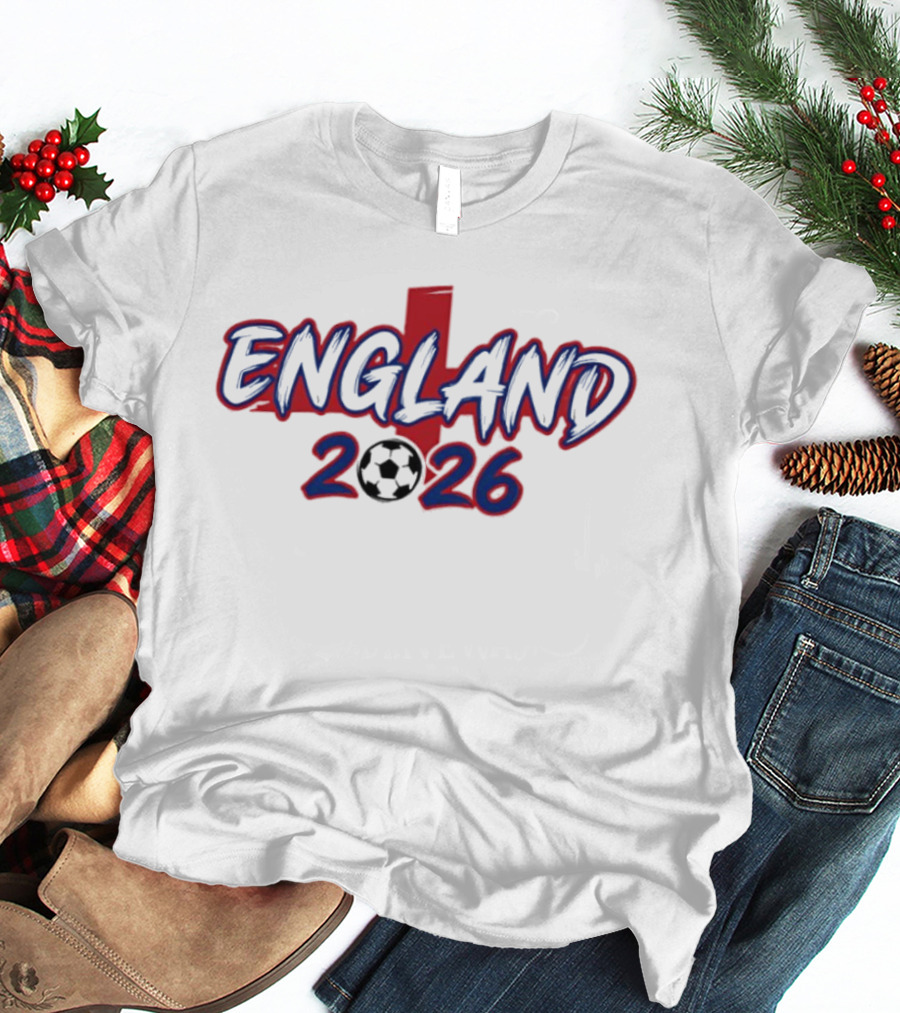 England 2026 Soccer Cross Football T-Shirt