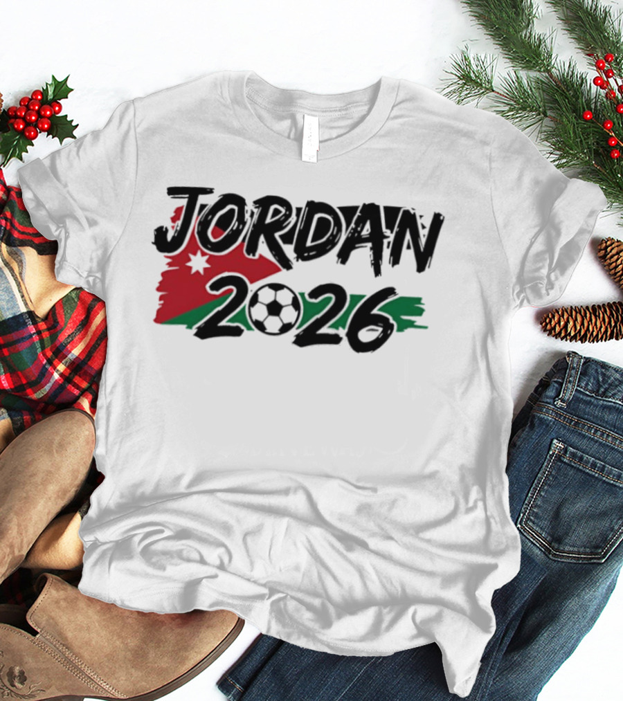 Jordan 2026 World Cup Soccer Team Flag Map Football T-Shirt
