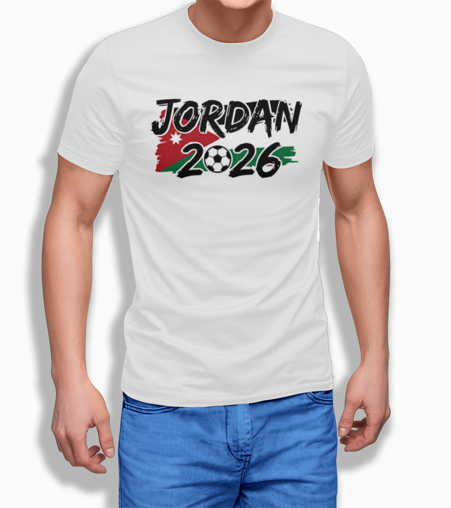 Jordan 2026 World Cup Soccer Team Flag Map Football T-Shirt