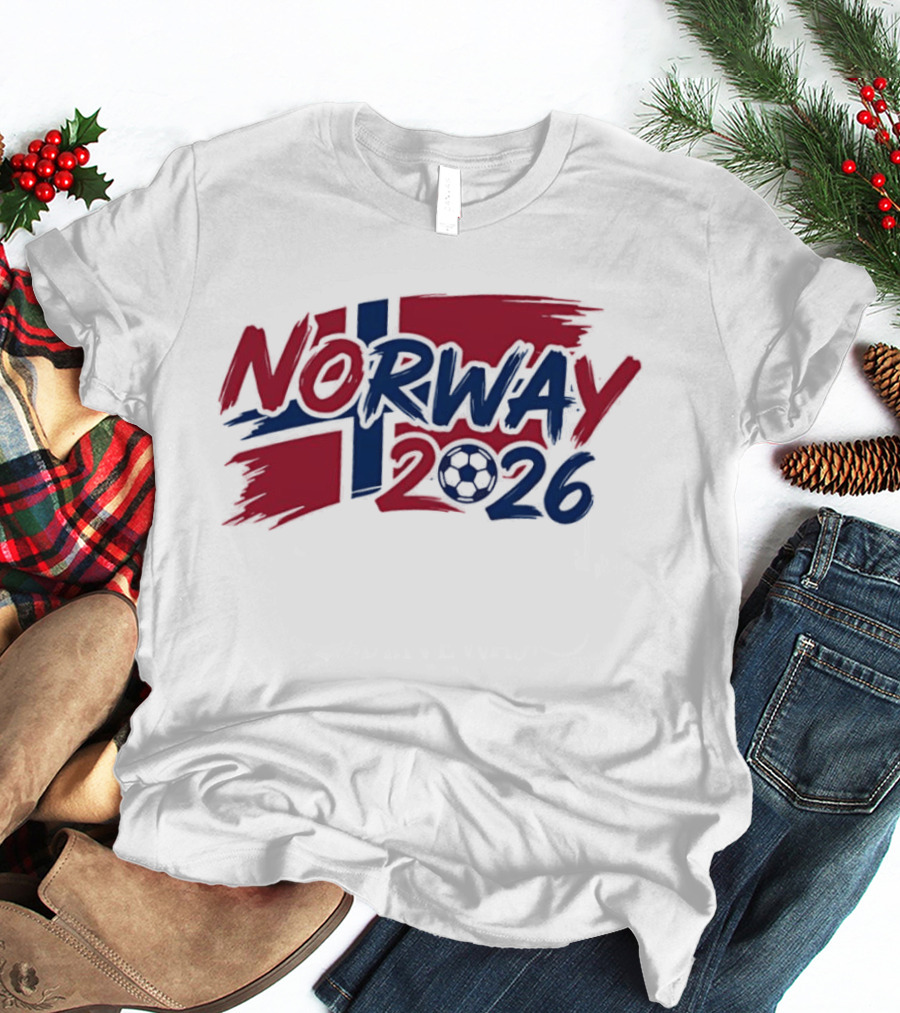 Norway 2026 Soccer National Team Flag Style Soccer Ball T-Shirt