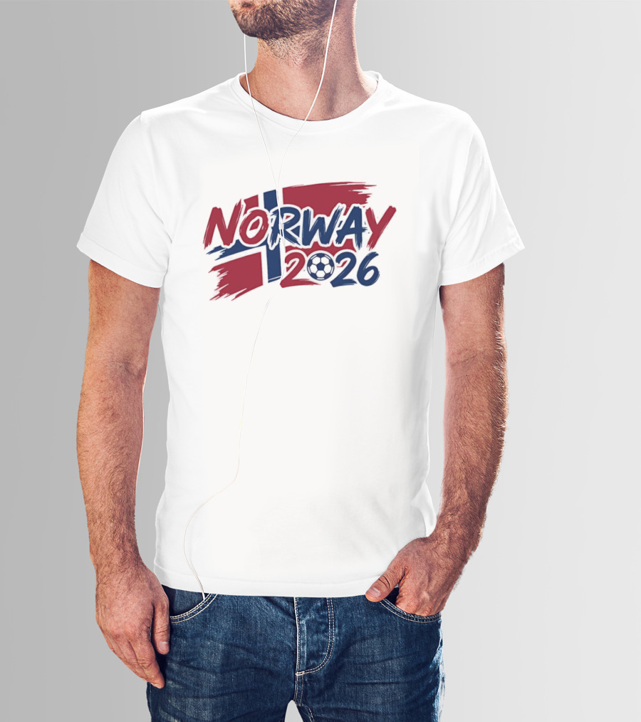Norway 2026 Soccer National Team Flag Style Soccer Ball T-Shirt