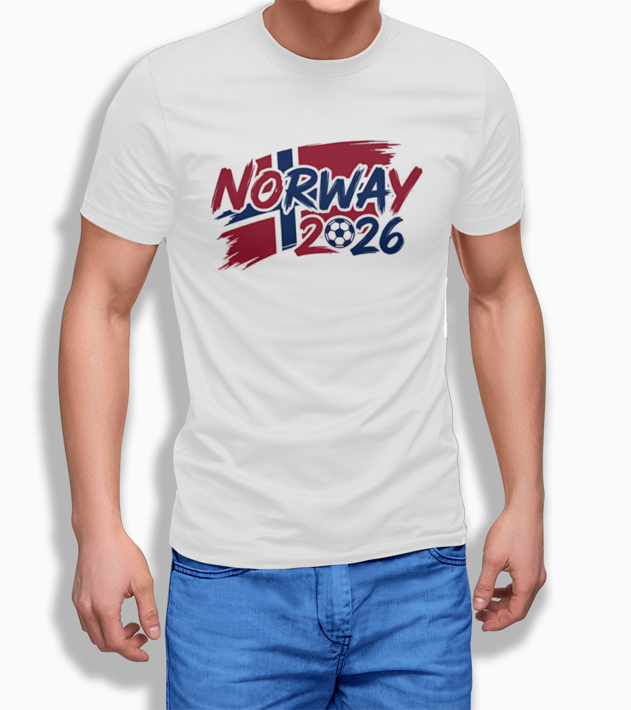 Norway 2026 Soccer National Team Flag Style Soccer Ball T-Shirt