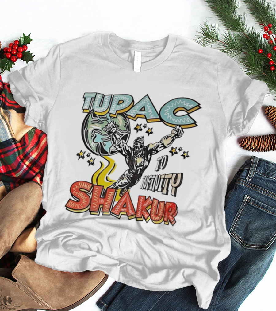 Tupac Shakur To Infinity Comic Style Superhero Image T-Shirt