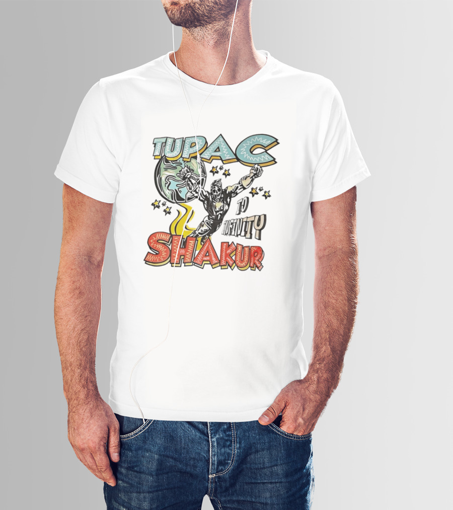 Tupac Shakur To Infinity Comic Style Superhero Image T-Shirt