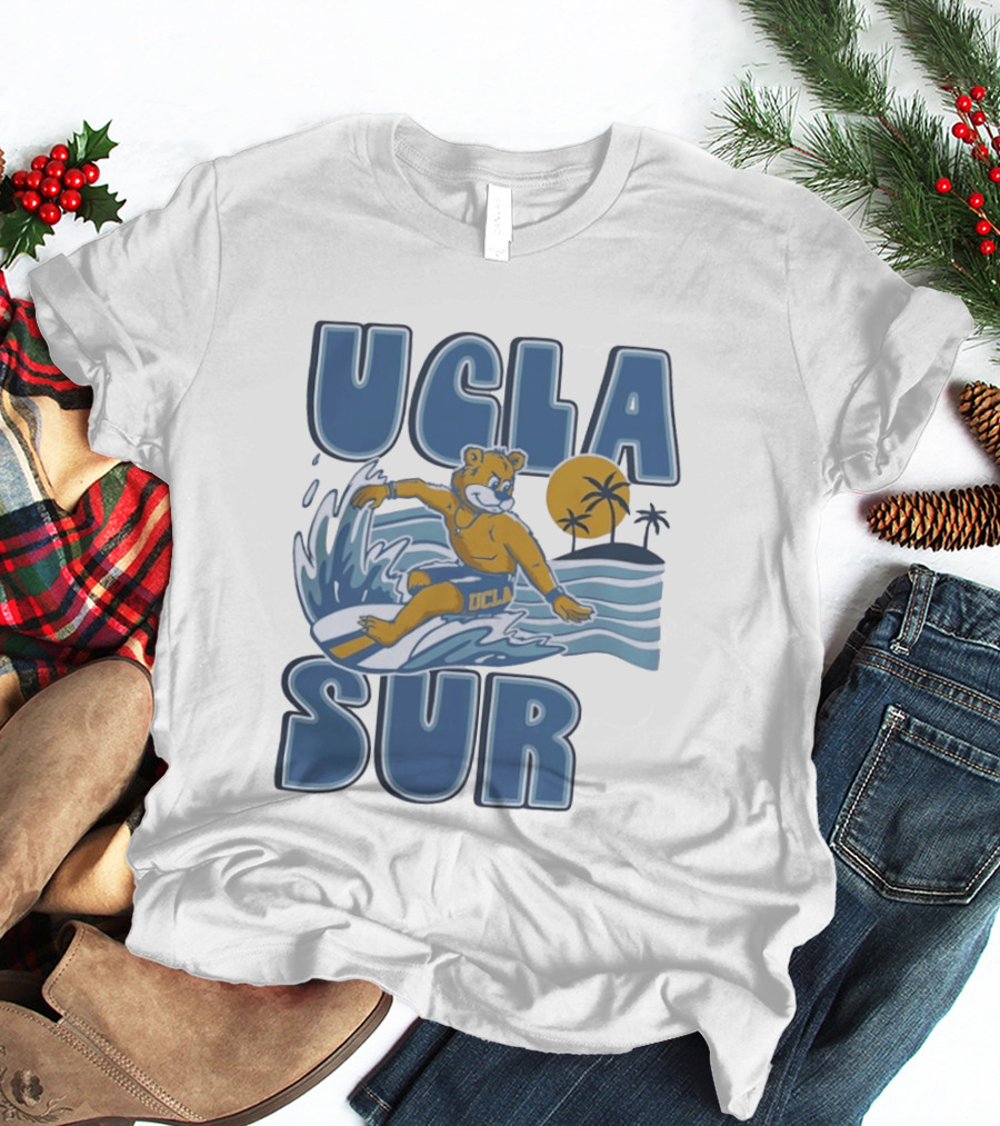 UCLA Joe Bruin Surfing Waves With Palm Trees And Sun T-Shirt