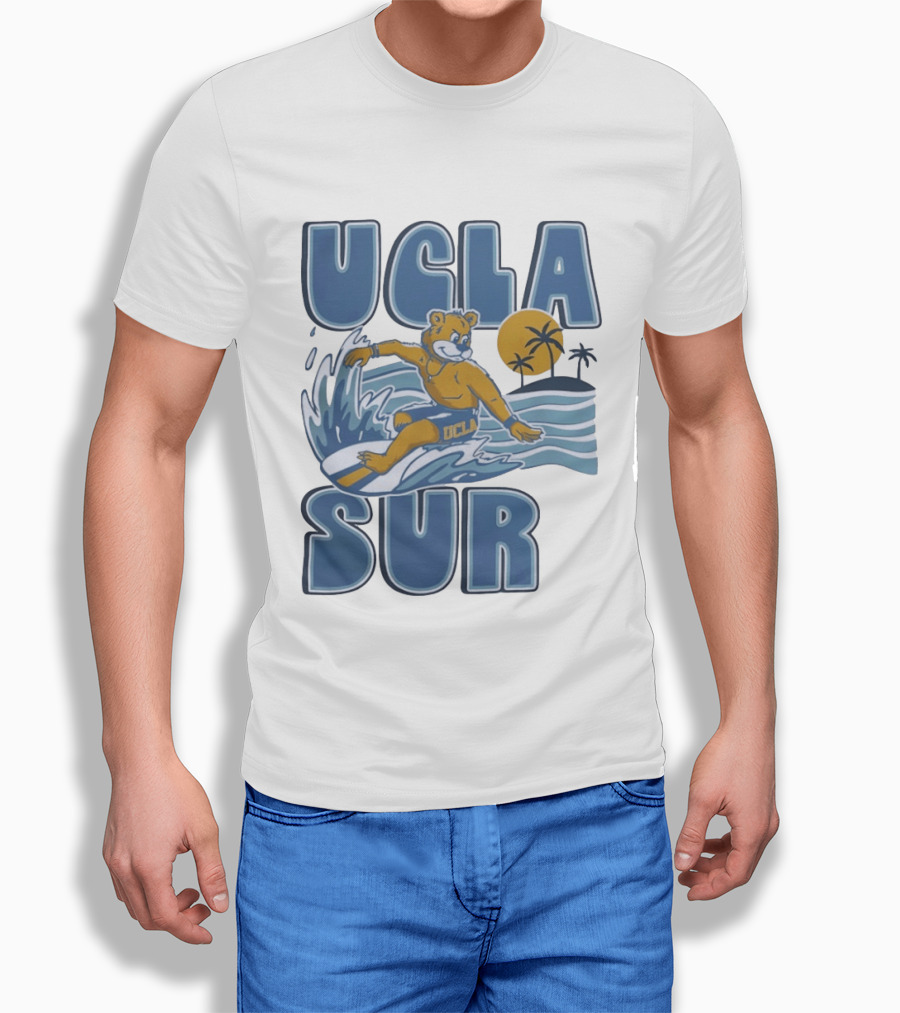UCLA Joe Bruin Surfing Waves With Palm Trees And Sun T-Shirt