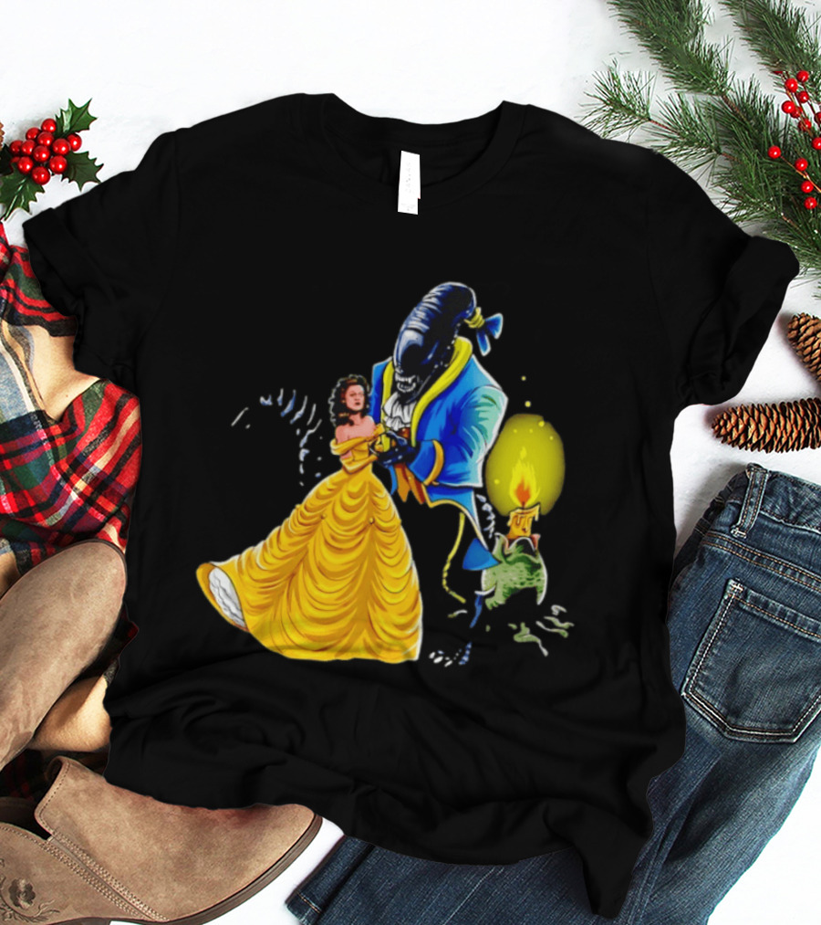 Belle Beauty And The Xenomorph Alien Monster Dance Candelabra T-Shirt