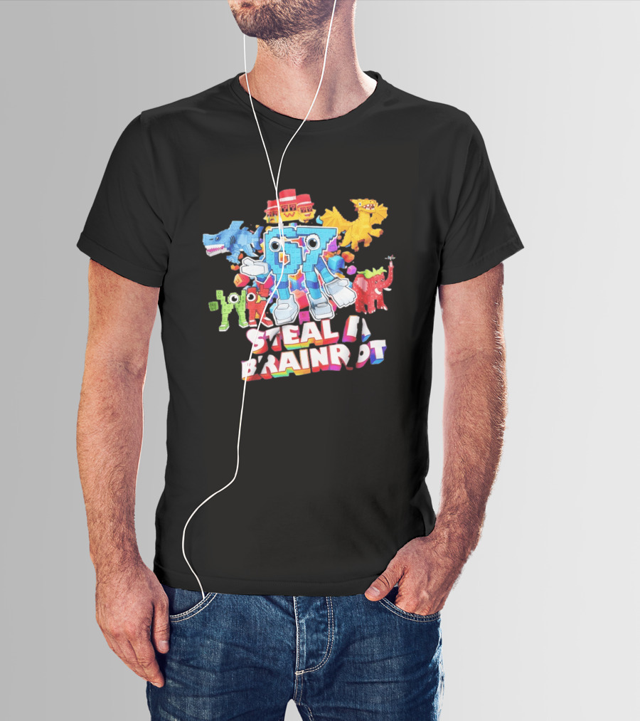 Steal A Brainrot 67 Blocks Colorful Characters T-Shirt