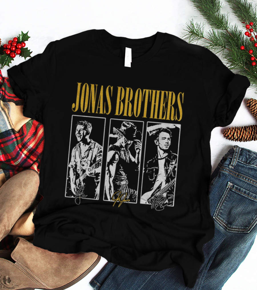 Jonas Brothers 20th Anniversary Tour 2025 Signed Boyband Trio T-Shirt