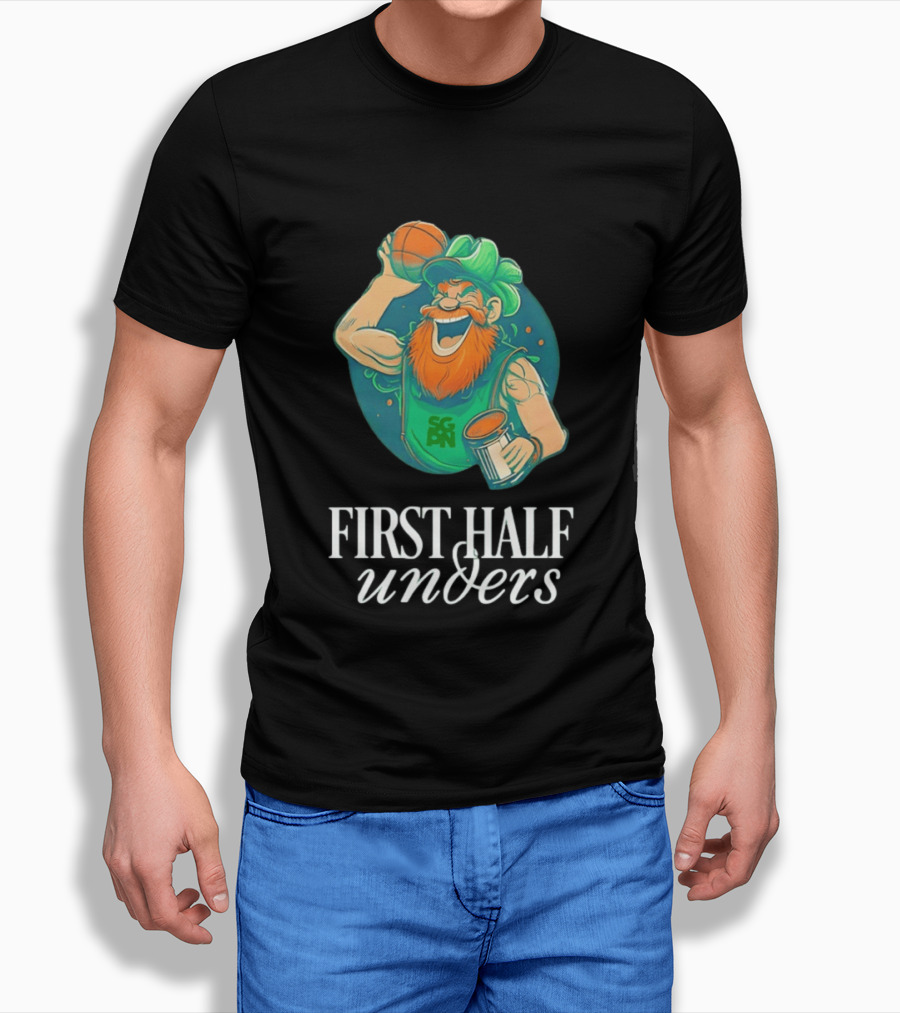 Leprechaun First Half Unders Basketball Beer T-Shirt