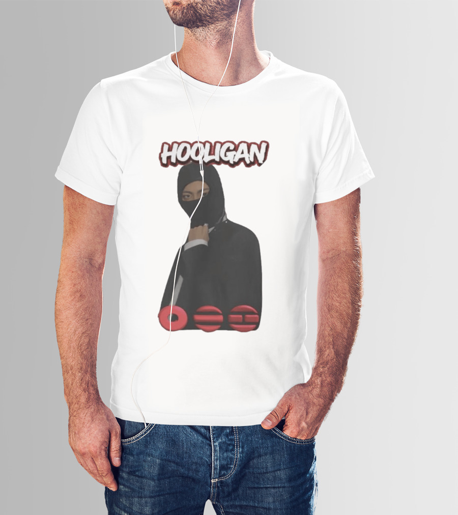 Hooligan Masked Style With BTS Concert Red Accents T-Shirt