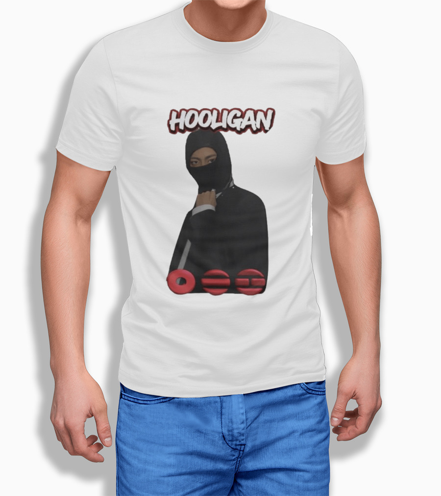 Hooligan Masked Style With BTS Concert Red Accents T-Shirt