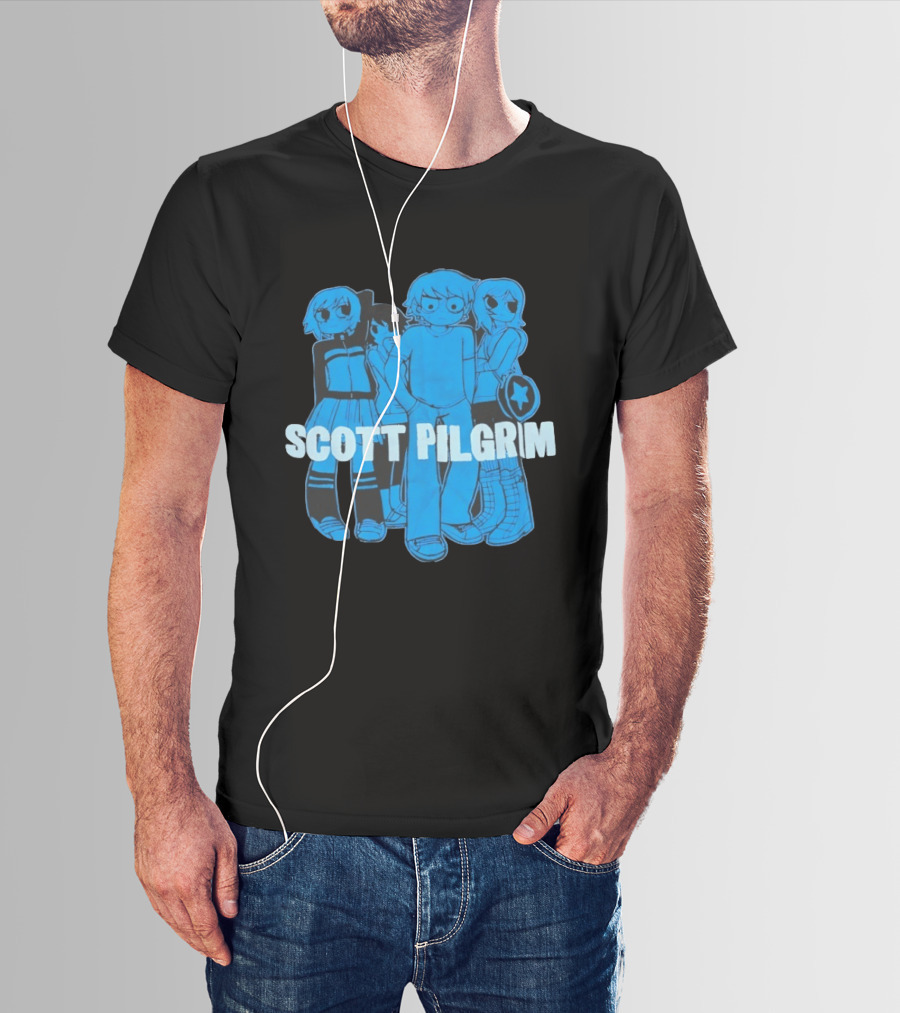 Scott Pilgrim Characters Group Blue T-Shirt