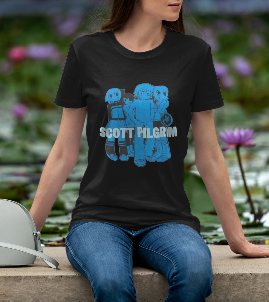 Scott Pilgrim Characters Group Blue T-Shirt